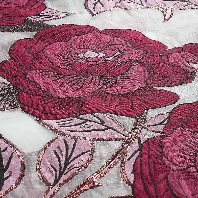 HD African Stylish Bubu Dress for Woman Claret Floral Pattern Caftan Gown Adjustable Sleeves with Buckle - Image 5