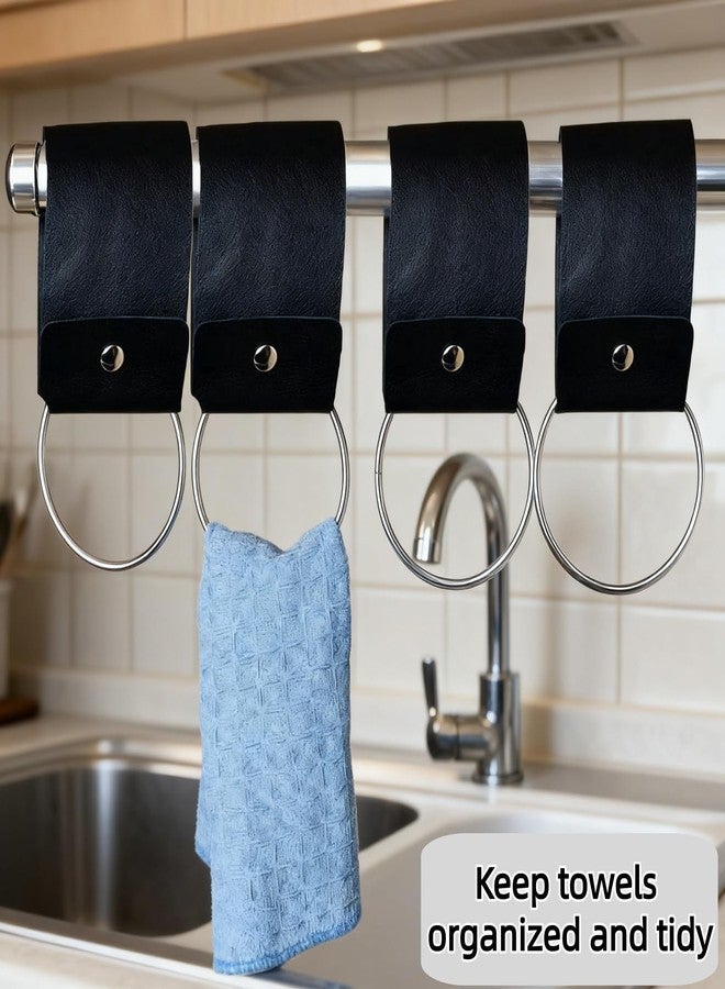 Fuzdaycu 2 Pcs Kitchen Dish Towel Holder Premium Kitchen Towel Hanger Ring Farmhouse Style Oven Door and Drawer Mount Organizer for Dish Cloths - Image 5