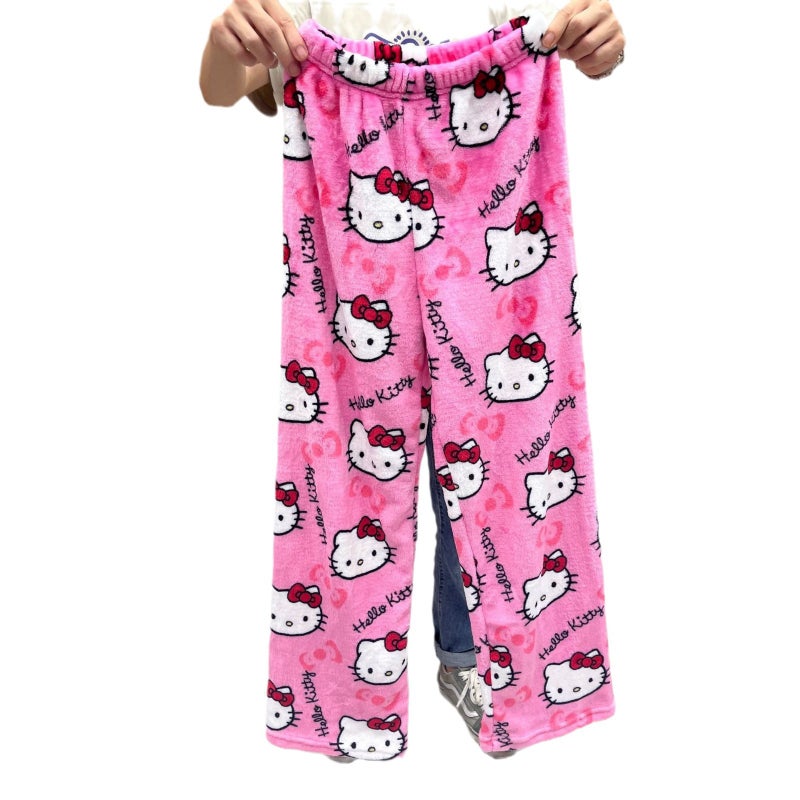 Foreign Trade AliExpress Cartoon Cat Christmas fleece-lined Pajama Pants Women's Casual Autumn and Winter Flannel Pants Home Wear - Image 5