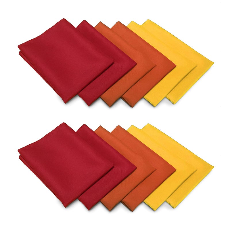 TableLinensforLess ThanksgivingFall Cloth Napkin Sets 12 Pack GoldBurnt OrangeRed