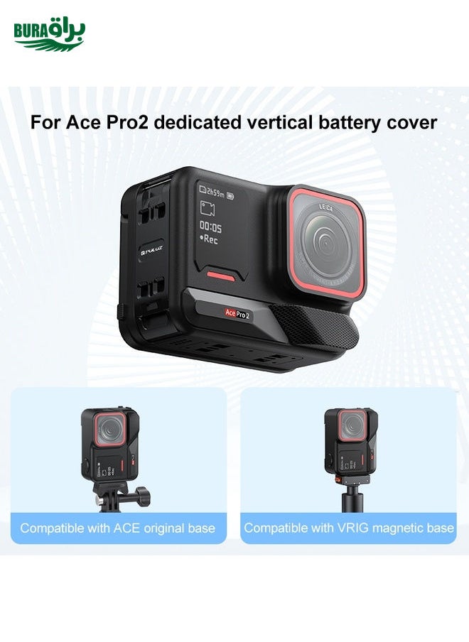 BURAQ PULUZ ACE / AC Aluminum Alloy Vertical Shooting Magnetic Quick-release Battery Side Interface Cover for Insta360 Ace Pro 2 (Black)  - Image 4