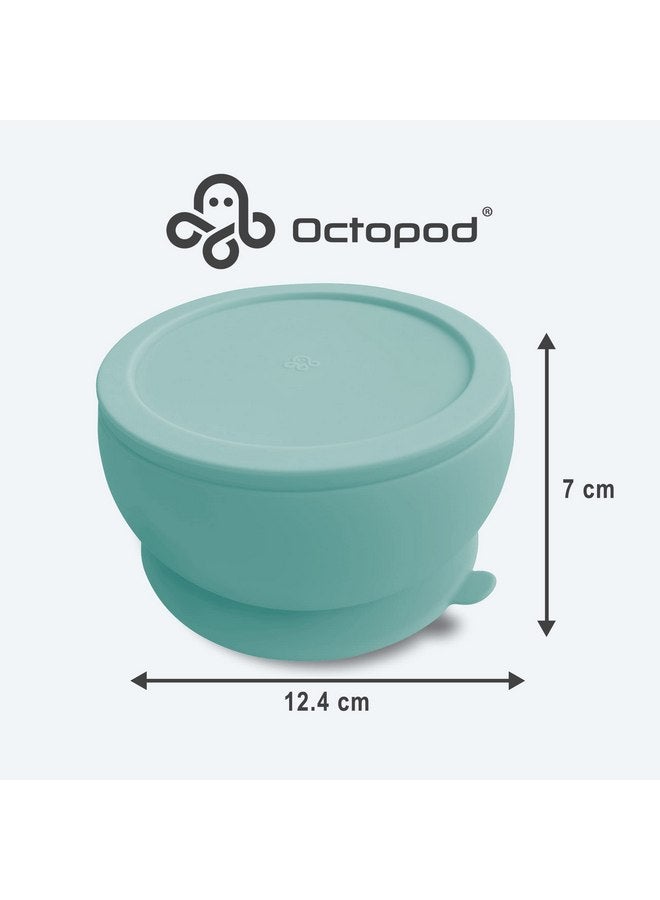 Abiie Octopod Silicone Baby Suction Bowl With Lid - Toddler & Baby Bowls, Baby Food Containers, Spill Proof Bowls For Toddlers, Suction Baby Bowls With Lids, Food Grade Silicone Bowls For Babies (Blue) - Image 3