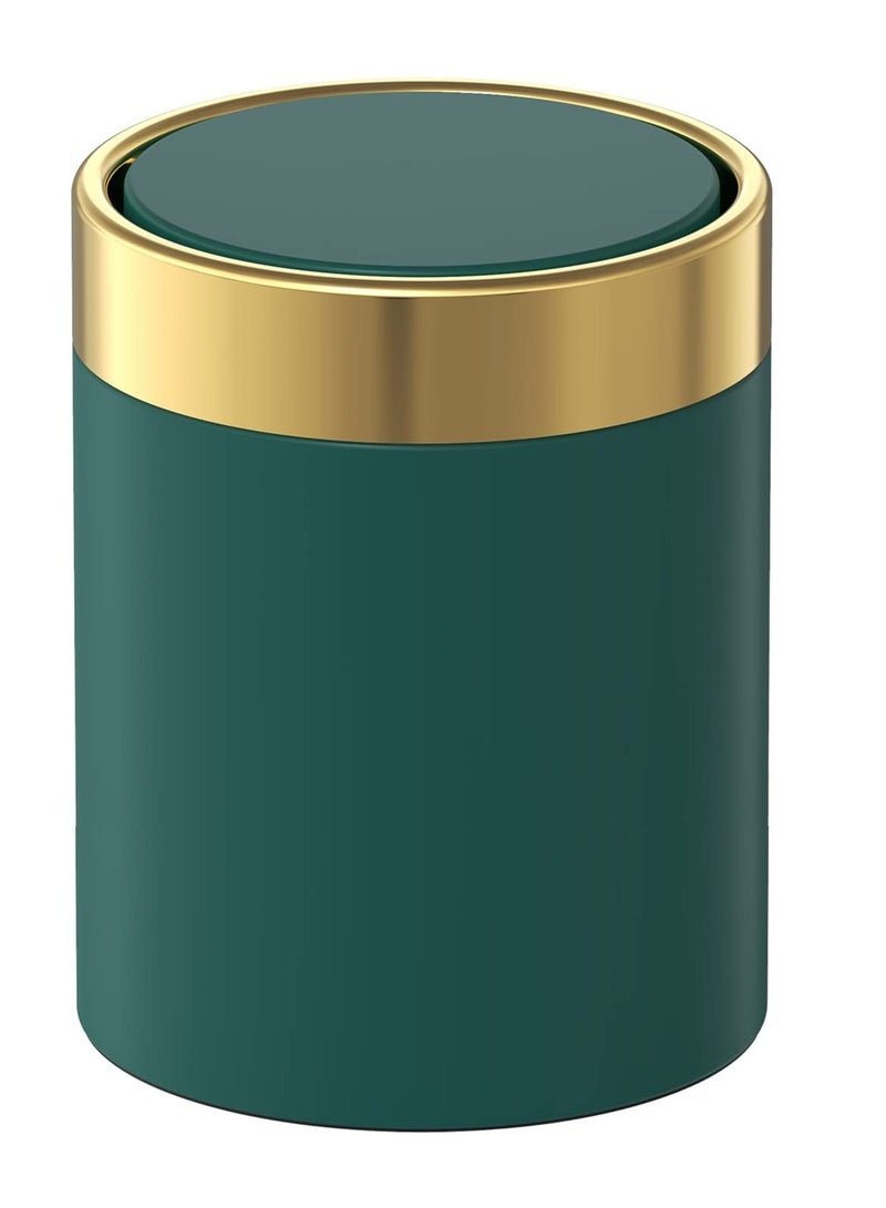 KASTWAVE Mini Trash Can with Lid, Desktop Small Trash Can Recycling Bin Cute Metal Garbage Can for Tabletop Countertop Use,Stainless Steel 0.4 Gallon/1.5 Liter Waste Bin Mini Garbage Cans Dark Green - Image 1