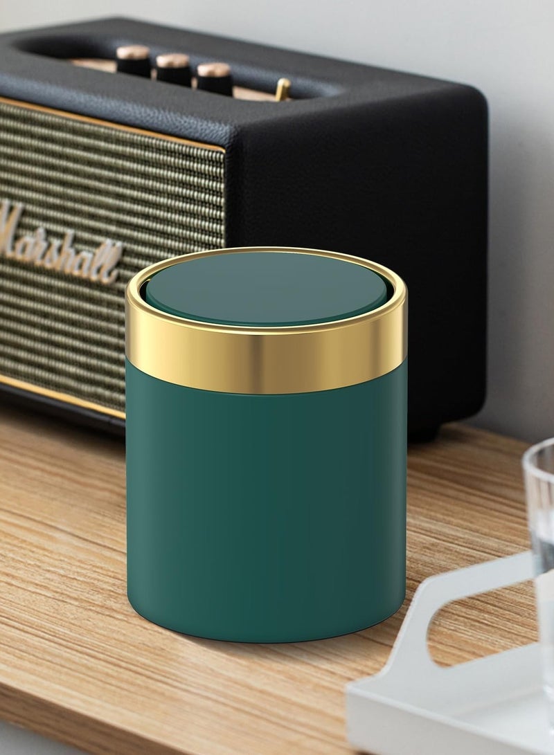 KASTWAVE Mini Trash Can with Lid, Desktop Small Trash Can Recycling Bin Cute Metal Garbage Can for Tabletop Countertop Use,Stainless Steel 0.4 Gallon/1.5 Liter Waste Bin Mini Garbage Cans Dark Green - Image 3