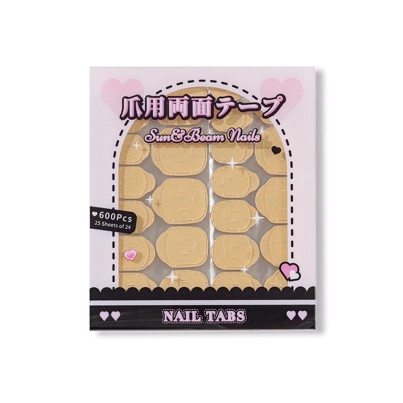 Sun&Beam Nails Adhesive Tabs 25 Sheets for Press On False Nail Tip Gel Glue Double Sided Tape Stickers Waterproof Transparent Strong Sticky (Large Size for Hands/25 Sheet) Natural tone color options - Image 1