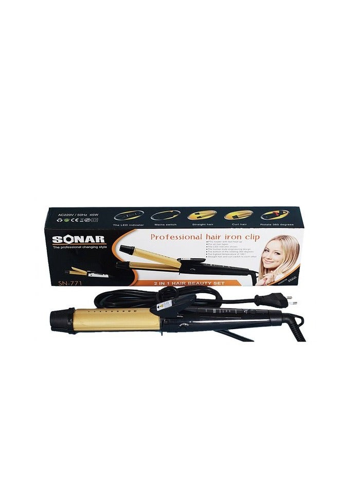 SONAR Curling iron SN 771 round 2in1 SONAR, hair styler, hair straightener, curling iron, ceramic base, travel - Image 2