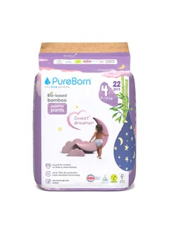 PureBorn Natural Bio-Based Baby Night Training Pyjama Pants Size 4 Star Print 22 Pants  - Image 1