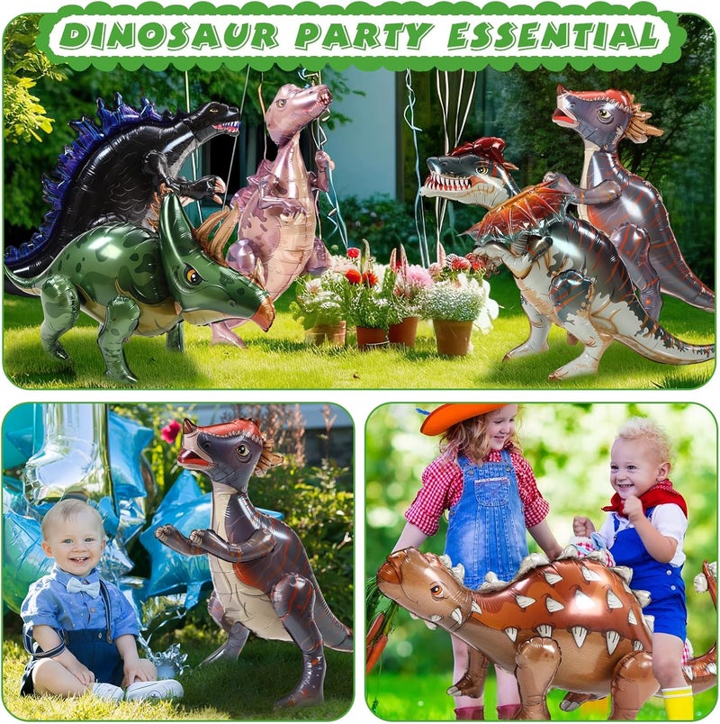 Vinsot مجموعة فينسوت 8 من ألعاب الديناصورات القابلة للنفخ العملاقة 39 بوصة لتزيين حفلات عيد الميلاد بالونات ديناصور ثلاثية الأبعاد بالونات ألمنيوم قابلة للوقوف لحديقة حفل الغابة هدية لصور الديكور - Image 5