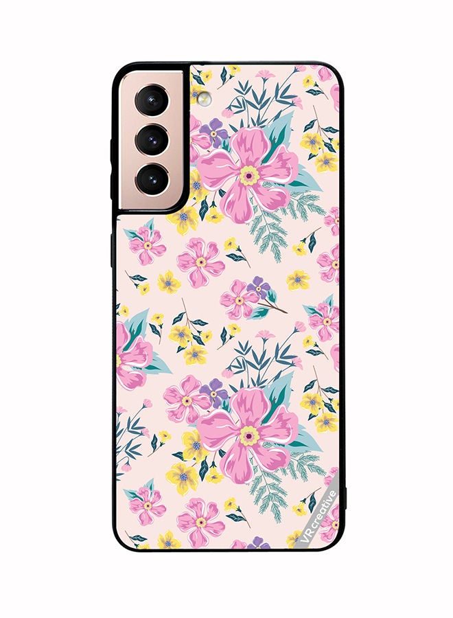 VR CREATIVE Protective Case Cover For Samsung Galaxy S21 5G Pink Flowers Seamless Pattern Design Multicolour - Image 1