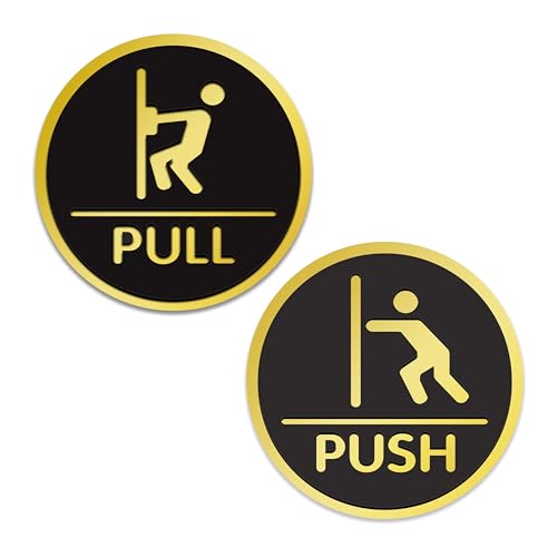 Rousrie Push And Pull Stickers For Glass Doors (Size: 6 Inch) For Office, Stores, Cafe, Hotel, Restaurant, Business & Shop, Self-Adhesive, Acrylic Signage (Design 2) - Image 1