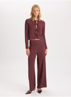 DeFacto Regular Fit Crew Neck Basic Ruched Detail Long Sleeve Cardigan  - Image 3