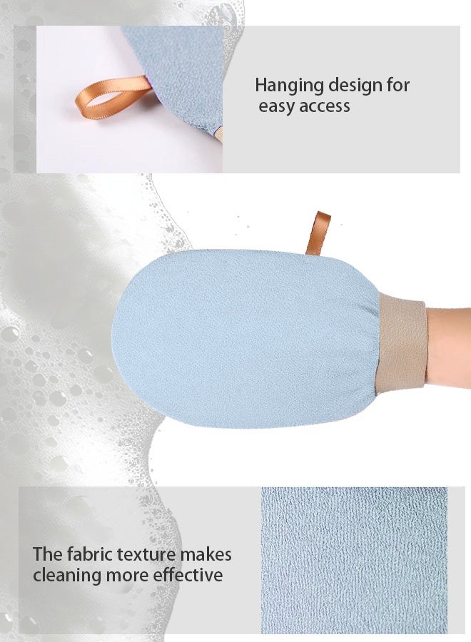 قفاز لتنجيف البشرة - قفاز تنجيف كوري - مسح تنجيف للجسم، مسح تنجيف للجسم، قفاز دhower من الألياف الفيسكوزية، مزيل البشرة الميتة لصقل البشرة، تحضير وازالة البشرة المُطهَّرة (أزرق) - Image 2