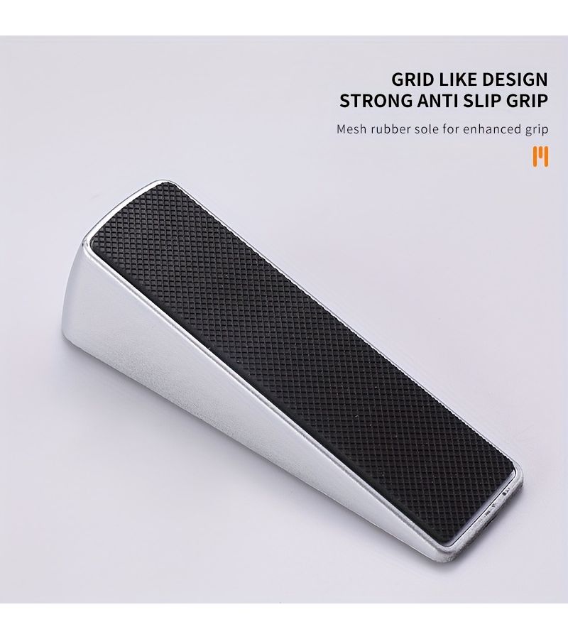 Grey Door Stopper With Storage Case No Drilling Easy Use Prevents Slamming Blocking - Image 4