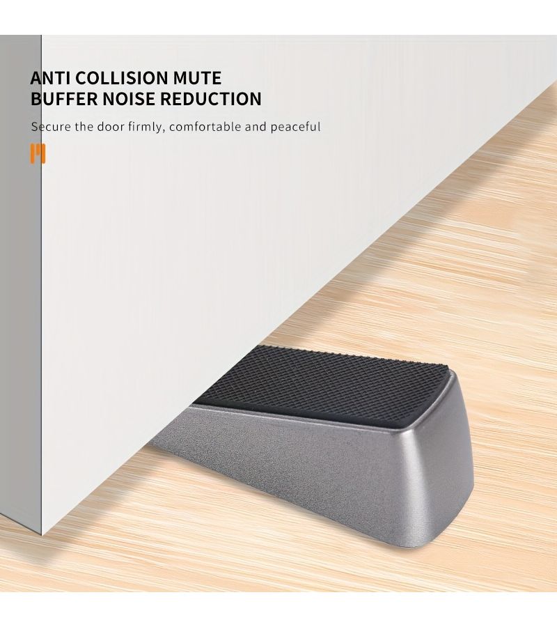 Grey Door Stopper With Storage Case No Drilling Easy Use Prevents Slamming Blocking - Image 2