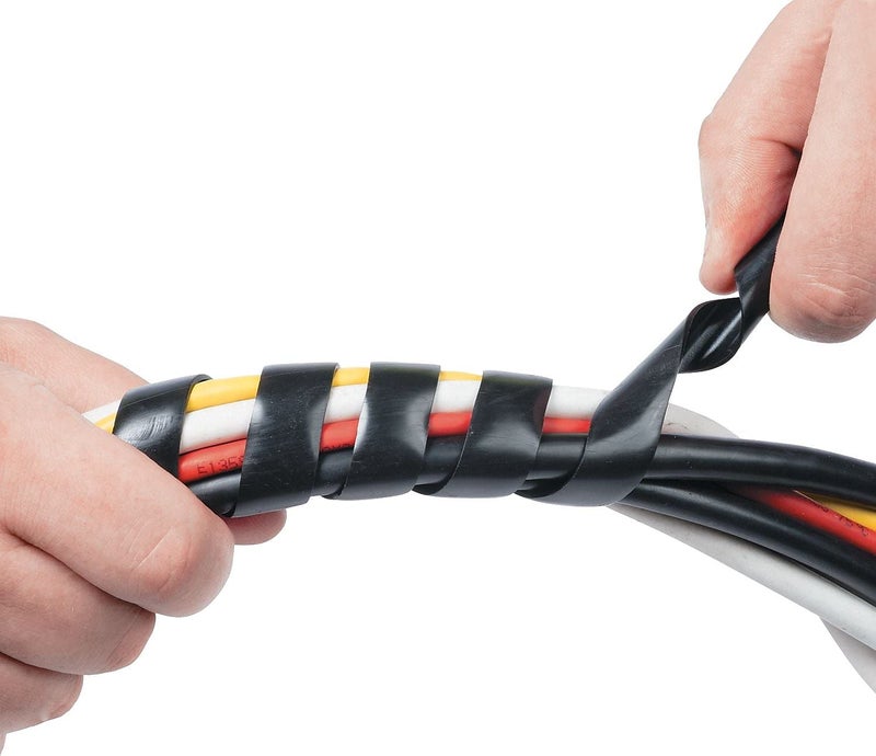 D-Line 8.2ft Black Cord Wrap, Spiral Cable Sleeve, Wire Wrapper for Cables 0.39-1.5in Diameter, Computer Cord Organizer, Wrap by Hand Cord Bundler, LDPE Plastic - 0.39in - 1.5in Diameter - Image 3