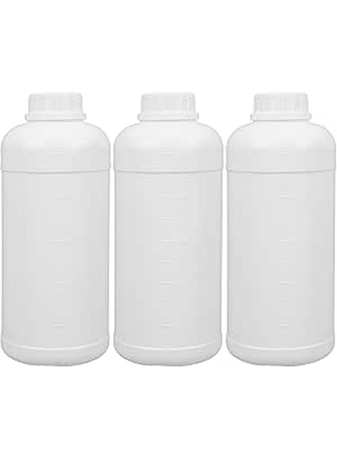 3pcs 1L HDPE Laboratory Bottles Milky White Graduated Reagent Containers For Chemical Storage - Image 1