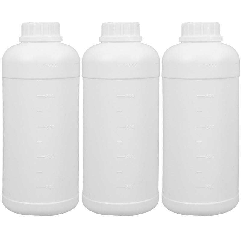 3pcs 1L HDPE Laboratory Bottles Milky White Graduated Reagent Containers For Chemical Storage - Image 2