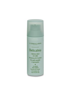 L'Erbolario Delicalma 24 Hours Face Cream - Comfort For Sensitive And Hyper-Reactive Skin - Reduces Reddening - Alleviates Irritation From Hyper-Reactivity - Helps Strengthen Skin's Defenses - 1.6 Oz
