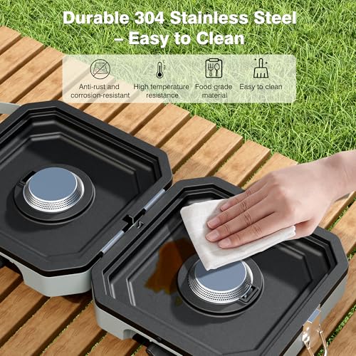 Snidomn Camping Stove Portable Propane Camp Stove with Independently Adjustable Heat & 2 Burners, Foldable Gas Stove with Carry Bag for Outdoor Cooking,Tailgating & Backyard Gathering（Gray） - Image 5
