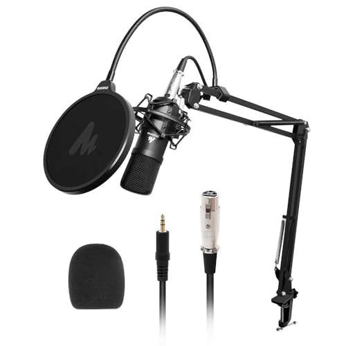 Maono AU-A03 Condenser Microphone Kit Podcast Mic with Boom Arm Microphone Stand (Black) - Image 1