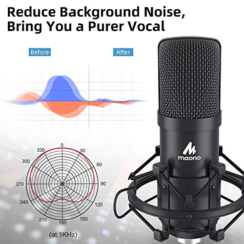 Maono AU-A03 Condenser Microphone Kit Podcast Mic with Boom Arm Microphone Stand (Black) - Image 3