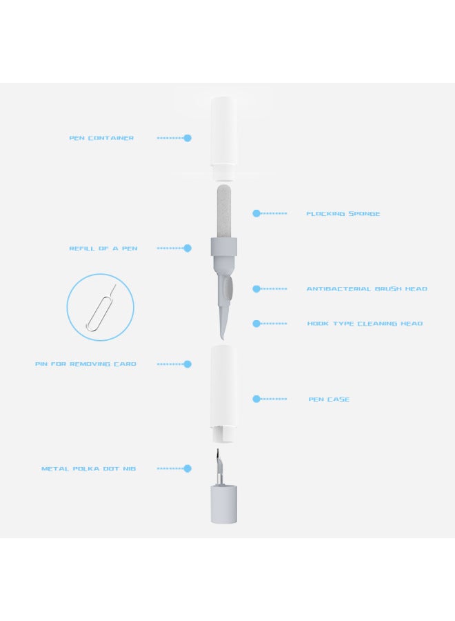 Multifunctional Cleaning Brush Laptop Dust Cleaning Tool Suit Small Brush Headset Cleaning Pen Mobile Phone Hole-Color:Shidai-cleaning Pen  High Quality_white Gray-pearlescent Bag  - Image 5