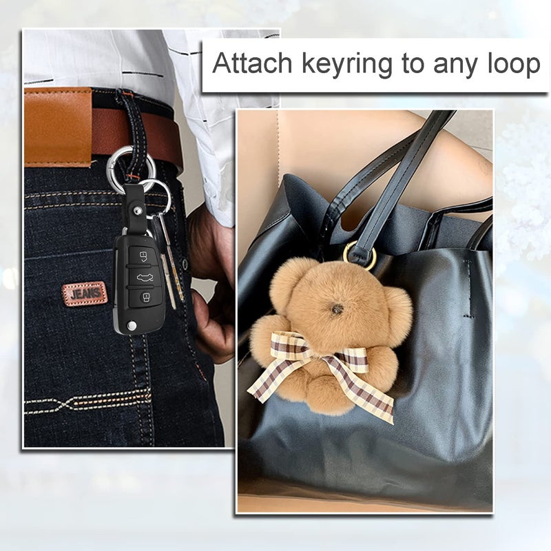 CooBigo 10Pack 1 Inch Metal Spring O Rings Clip Keychain, Round Carabiner Clips Keyrings Snap Hook Buckle, Purse Shoulder Bag Chain Rings Clip Replacement Paracord Keychain Lanyard Leather DIY Crafts (Black) - Image 4