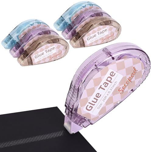 Secopad Scrapbook Tape 6 Pack Double Sided Tape Roller for Crafts Adhesive Glue Runner Scrapbooking Supplies Journaling School Office Supplies for Kids and Adults 03IN x 26FT