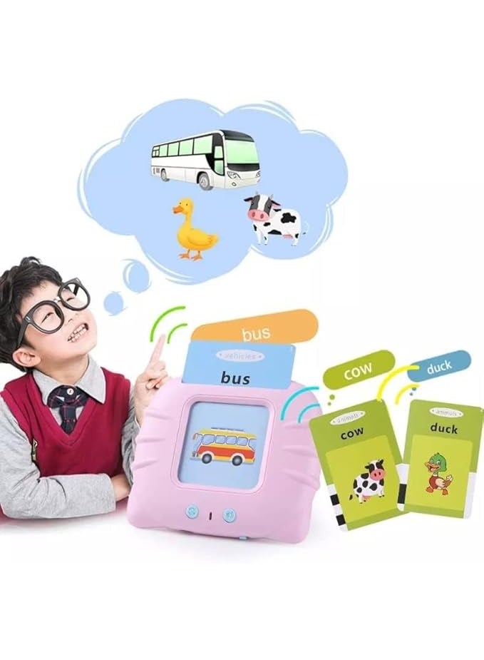 قارئ بطاقات تفاعلي لتعليم الأطفال وتنمية المهارات اللغوية – أزرق فاتح/وردي روز - Image 5