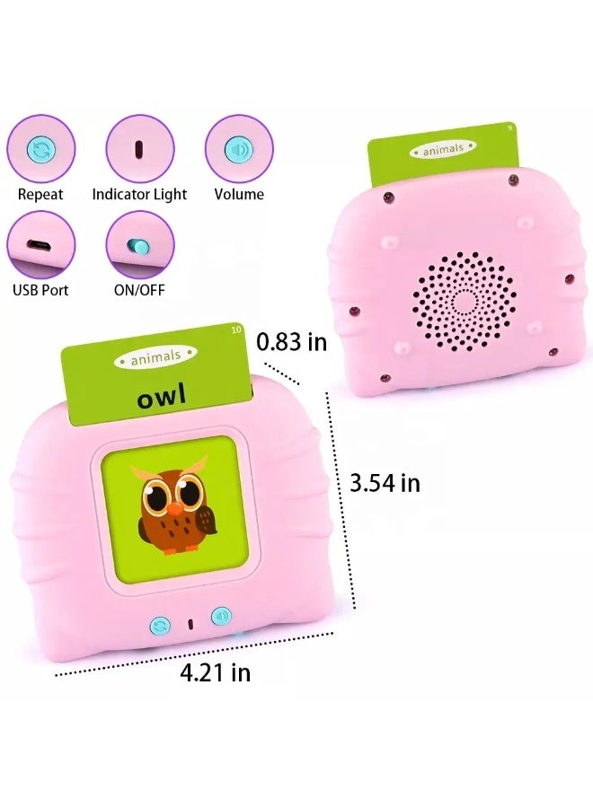 قارئ بطاقات تفاعلي لتعليم الأطفال وتنمية المهارات اللغوية – أزرق فاتح/وردي روز - Image 1