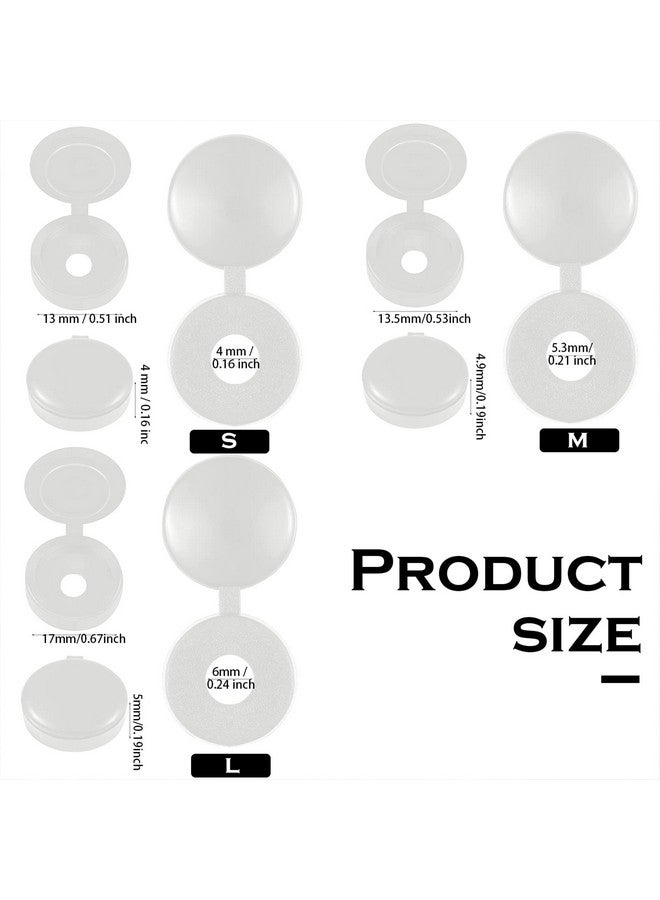 Hotop Hotop 100 Pieces Hinged Screw Cover Caps Plastic Shutter Screw Caps Fold Screw Snap Covers Washer Flip Tops (White,Large) - Image 2