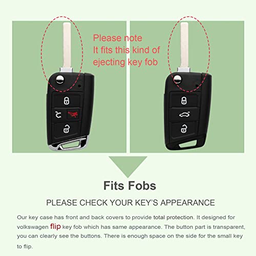 ZSPDACC Compatible with Volkswagen Foldable Key Fob Cover Red TPU Protector Case Car Key Chain Holder Compatible with VW Golf Jetta Atlas Tiguan e-Golf Accessories - Image 2