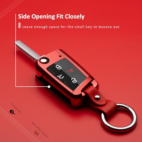 ZSPDACC Compatible with Volkswagen Foldable Key Fob Cover Red TPU Protector Case Car Key Chain Holder Compatible with VW Golf Jetta Atlas Tiguan e-Golf Accessories - Image 5