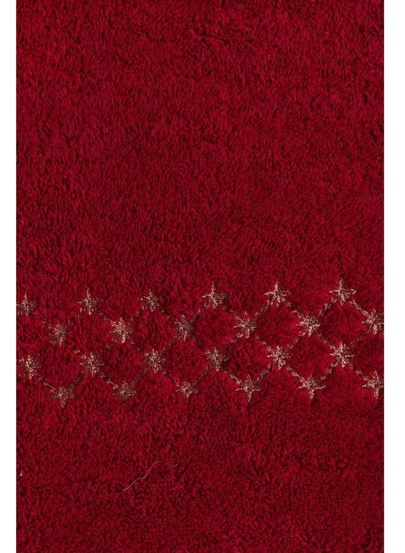 آيدياز مجموعة مناشف مطرزة بتمشيط قرمزي مكونة من 3 قطع - Image 3