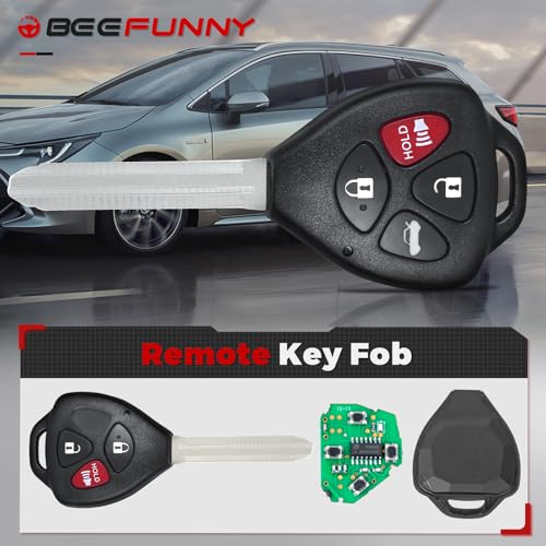 Beefunny 315MHz 4D67 Chip Upgraded Flip Remote Car Key Fob 4 Button for Toyota Camry Corolla Matrix Sienna Solara, for Pontanic Vibe GQ43VT14T (1) - Image 4