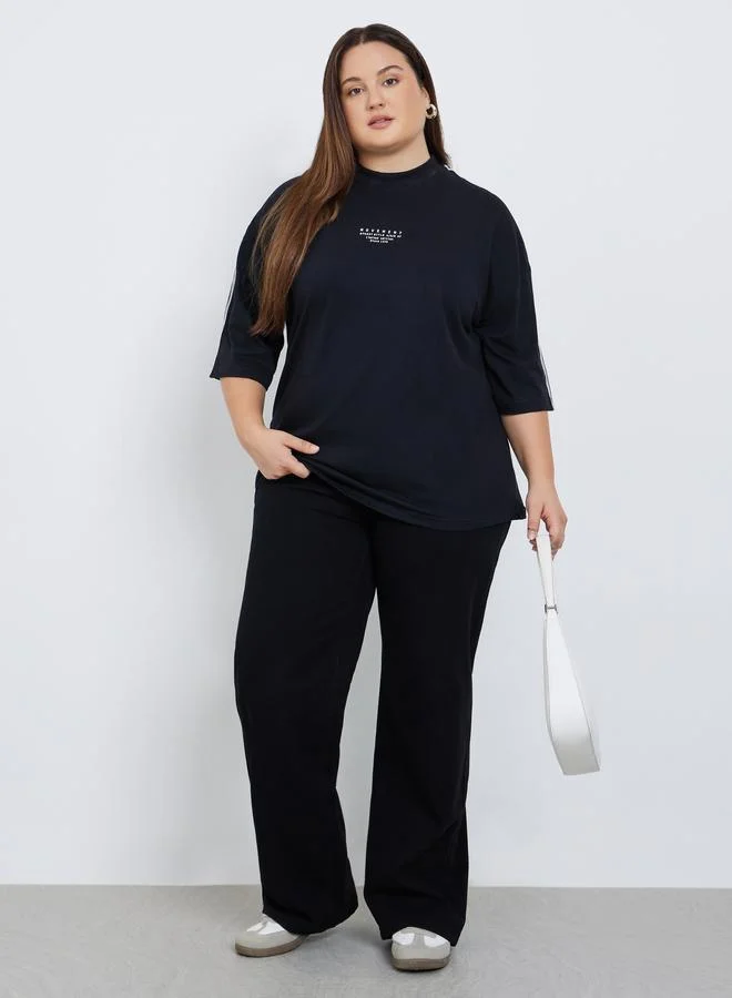 Styli Styli Plus Size Mid Rise Wide Leg Jeans