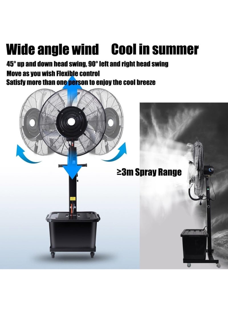 Industrial Misting Fan with 20L Water Tank – High-Performance Outdoor & Indoor Steam Cooling Fan – 3-Speed Oscillating Pedestal Fan for Patios, Warehouses, Gardens & Factories - Image 5