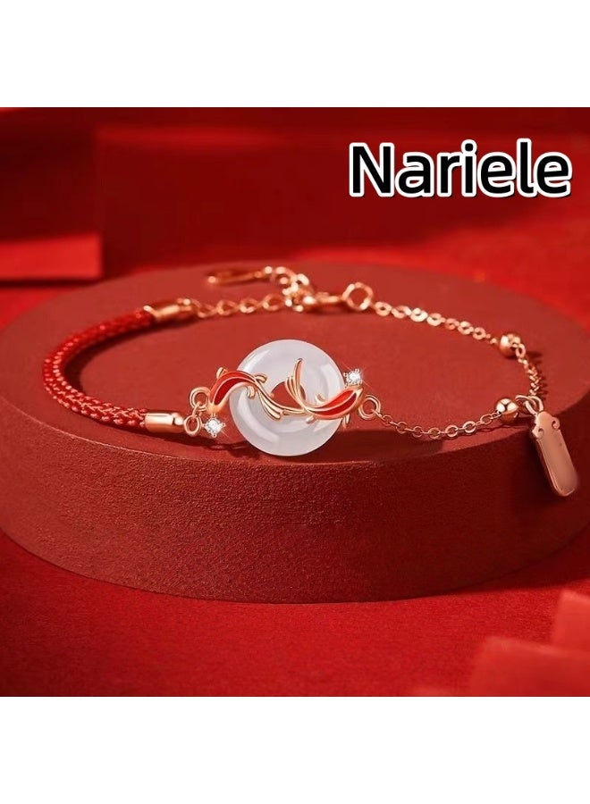 Nariele New Koi Safe Buckle Red Rope Bracelet - Image 1