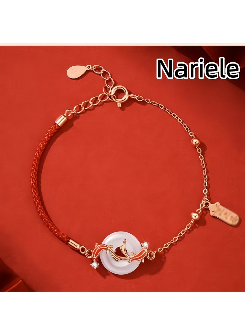 Nariele New Koi Safe Buckle Red Rope Bracelet - Image 3