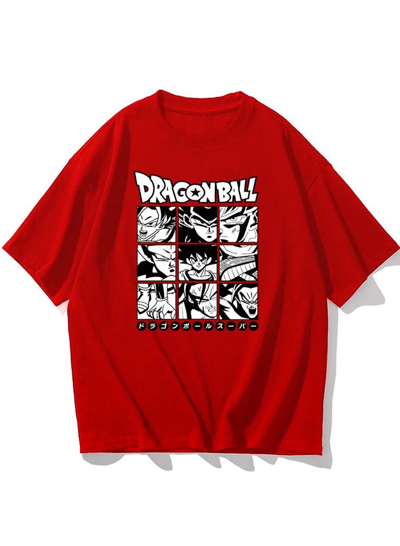 KUYING Black And White Dragon Ball Nine Palace Grid Casual Round Neck Short Sleeved Shirt  - Image 1