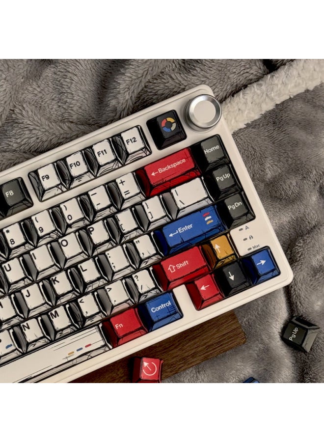 Gundam Comic Hundred Mixed Lamp Key Cap Original Height 136 Key Full Set Classic Simple Mechanical Keyboard Key Cap Key Meow-Color:Original - Comic Unit 0-137 Key Boxed  - Image 5