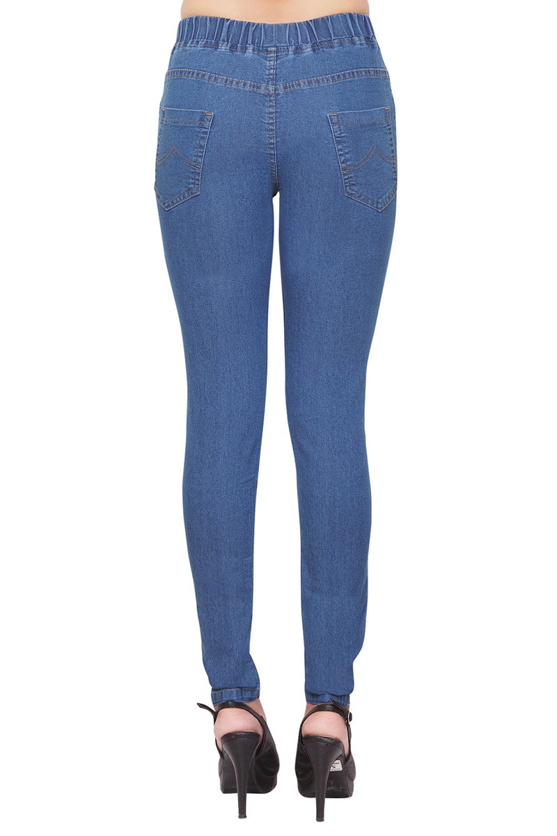 ADBUCKS Women's Slim Fit Jeggings (Women_Jegg_Blue_46), Mid Rise - Image 4