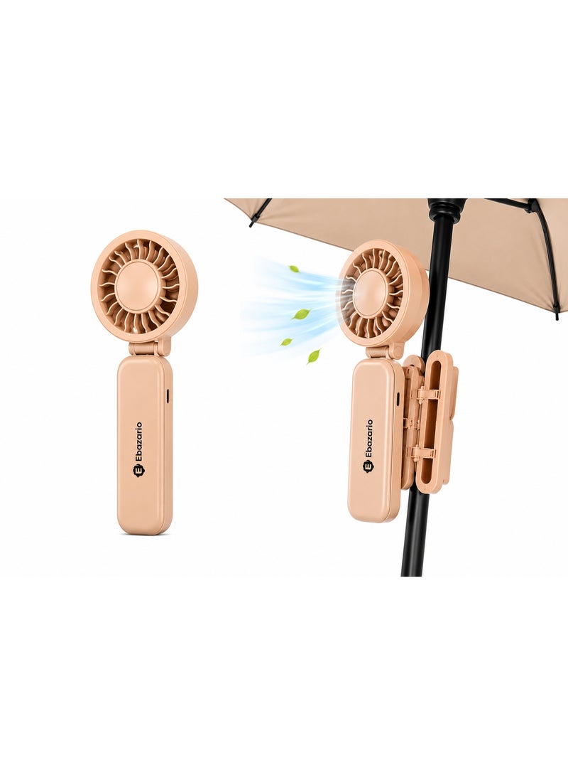 Ebazario Portable Clip-On Umbrella Fan Rechargeable Mini USB Cooling Fan Foldable Hands-Free Personal Fan for Umbrella, Stroller, Camping, Outdoor Travel, Beach & Sports - Image 1