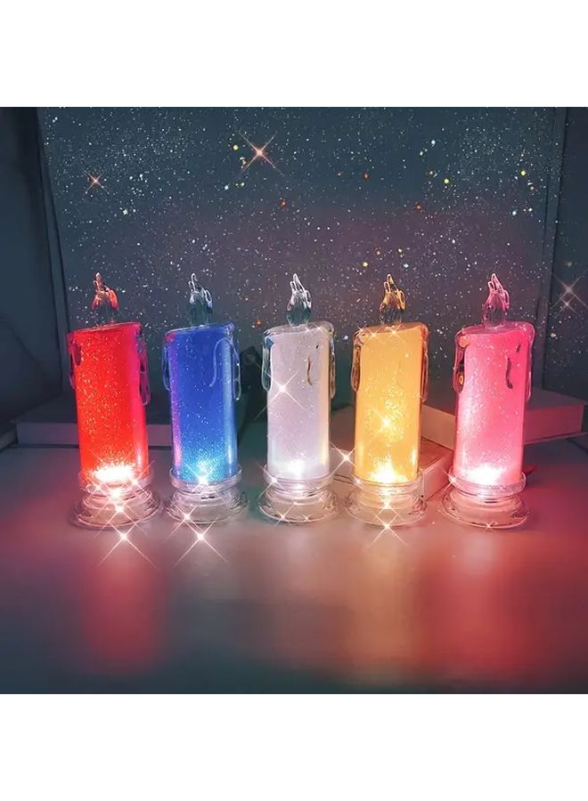 Blue Teardrop Candle Night Light Battery Powered Glow In The Dark Plastic Decorative Lamp - Image 1