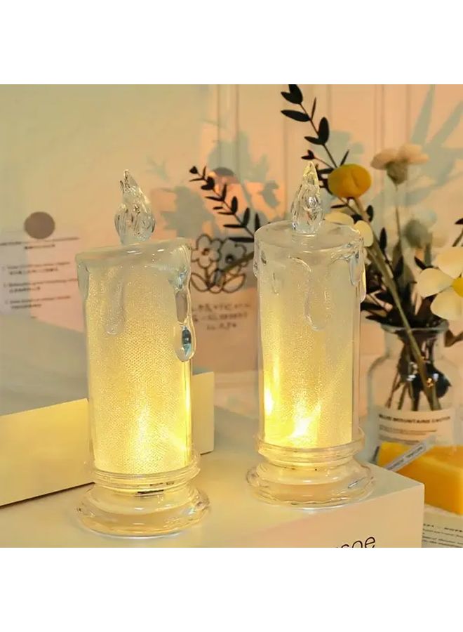 Blue Teardrop Candle Night Light Battery Powered Glow In The Dark Plastic Decorative Lamp - Image 3