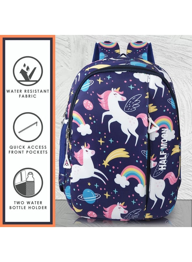 هاف مون حقائب مدرسية للجنسين من الصف الأول إلى الرابع بتصميم نصف قمر وحيد القرن للأطفال الأولاد والبنات حقيبة/حقيبة ظهر للحضانة وحقيبة ظهر للمدرسة وحقيبة ظهر للنزهة للأولاد والبنات في المدرسة (أزرق) - Image 5