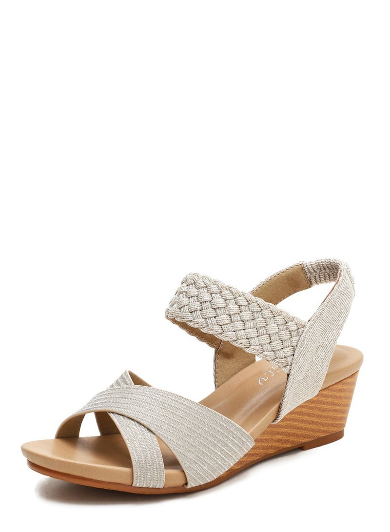 SIKETU Slope And Summer Plus Size Comfortable And Fashionable Women's Woven Roman Sandals - Image 1