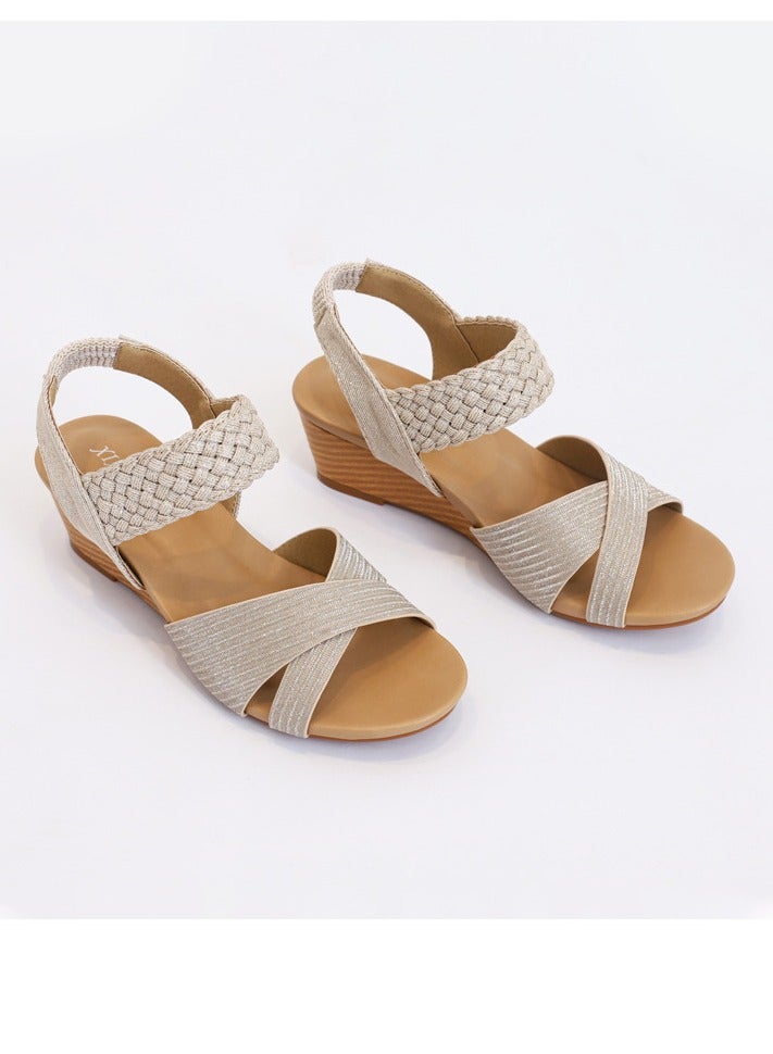 SIKETU Slope And Summer Plus Size Comfortable And Fashionable Women's Woven Roman Sandals - Image 2