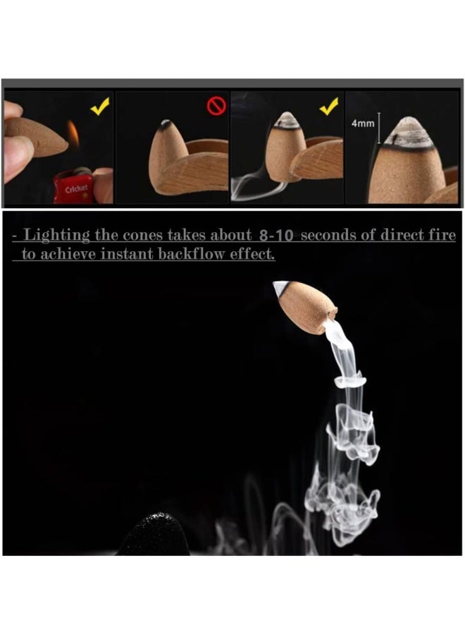 80 Pieces Backflow Incense Cones 8 Mixed Natural Scents Sandalwood Rose Green Tea Lavender Osmanthus Jasmine Ocean Apple Incense Cones - Image 4
