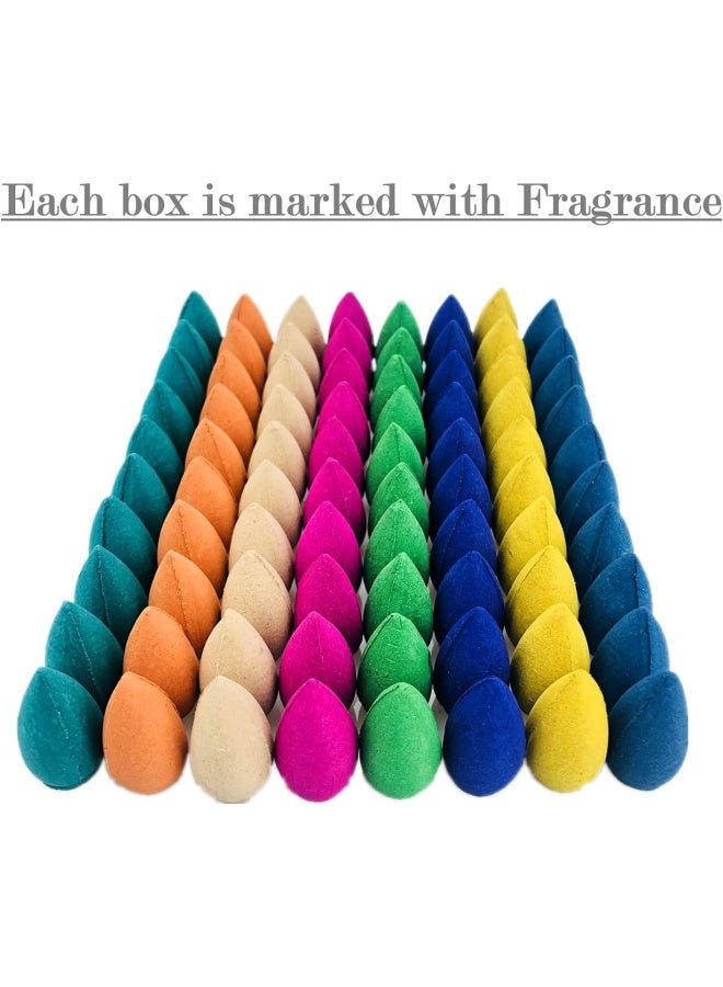 80 Pieces Backflow Incense Cones 8 Mixed Natural Scents Sandalwood Rose Green Tea Lavender Osmanthus Jasmine Ocean Apple Incense Cones - Image 3